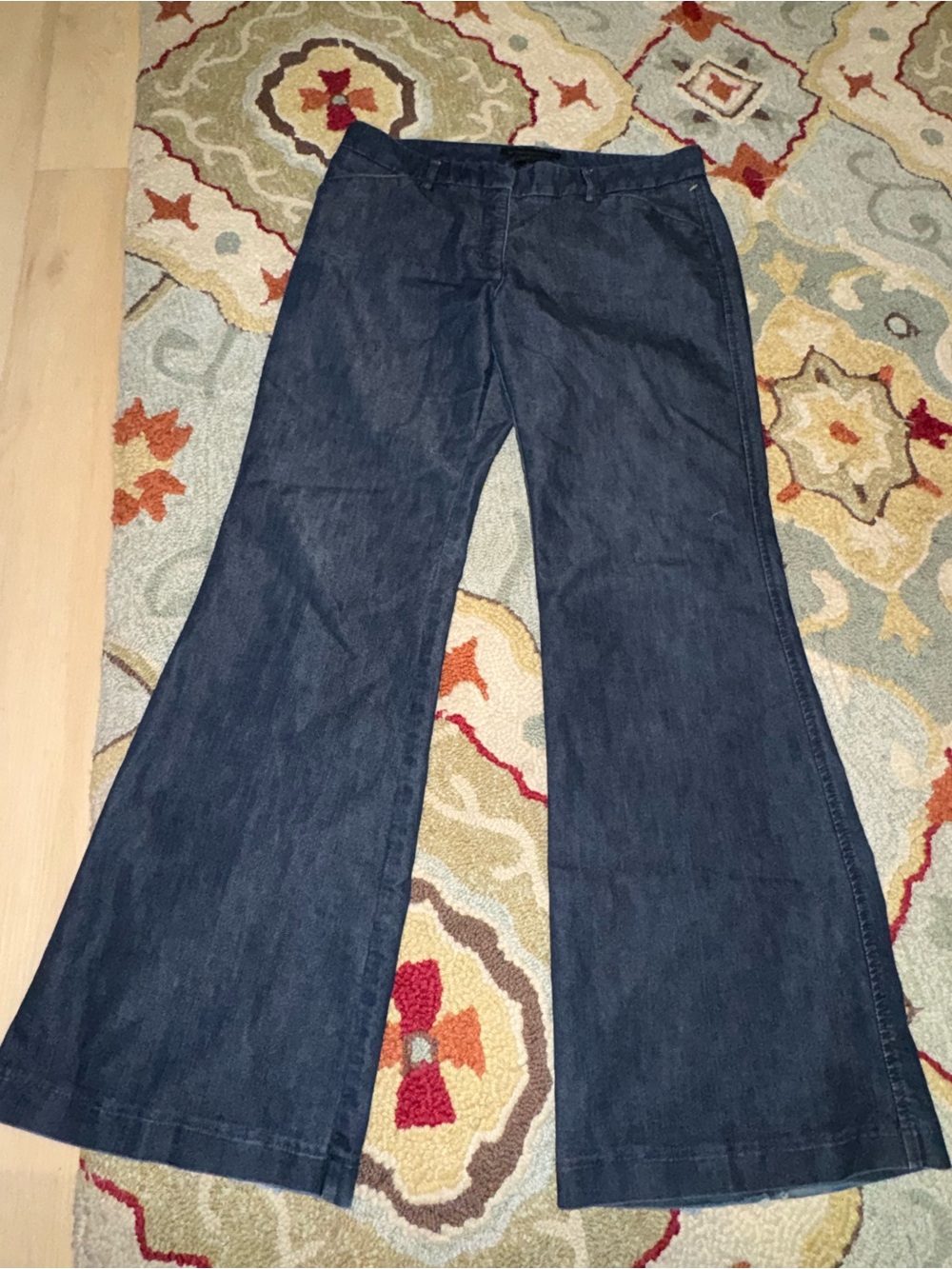 VTG Express Editor Denim Trousers Wide Leg Flare Jeans Dark Wash Size 10R